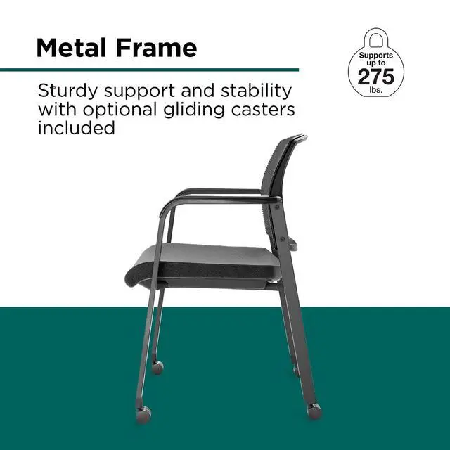 Alt view image 6 of 7 - Workplace 2.0 Stackable Guest and Reception Chair, Black Mesh | Comfortable seating for reception areas and everyday office use