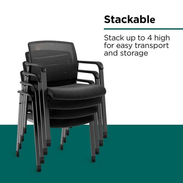 Alt view image 4 of 7 - Workplace 2.0 Stackable Guest and Reception Chair, Black Mesh | Comfortable seating for reception areas and everyday office use