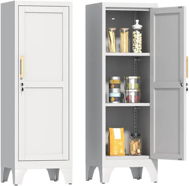 Main image of 46" H Metal Locker Cabinet, Small Locker with Door and 2 Adjustable Shelf | Locker Cabinet with Adjustable Leveling Feet for Home, Bedroom, Office,Gym Assembly Required