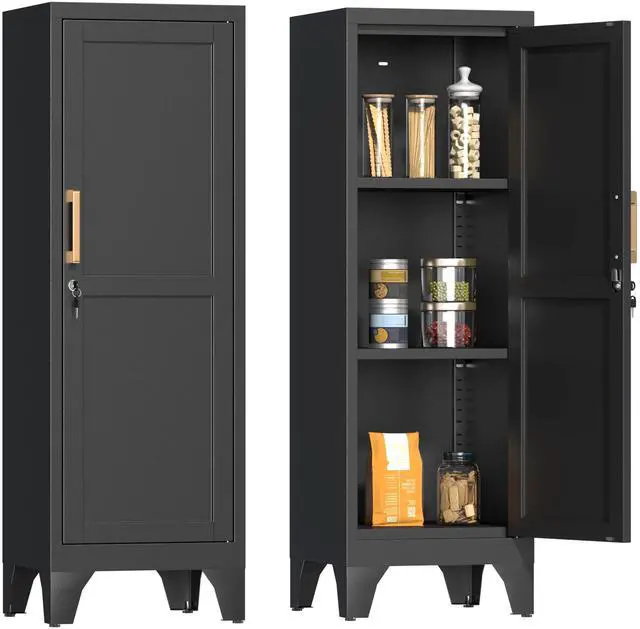 Main image of 46" H Metal Locker Cabinet, Small Locker with Door and 2 Adjustable Shelf | Locker Cabinet with Adjustable Leveling Feet for Home, Bedroom, Office,Gym Assembly Required