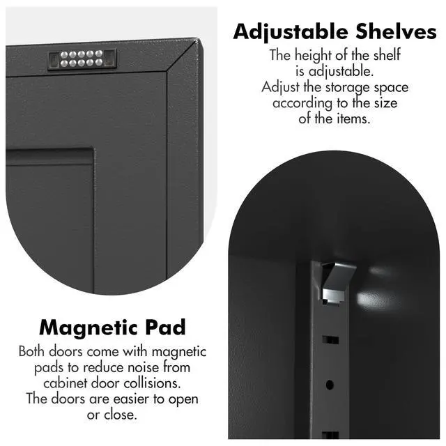Alt view image 4 of 7 - 46" H Metal Locker Cabinet, Small Locker with Door and 2 Adjustable Shelf | Locker Cabinet with Adjustable Leveling Feet for Home, Bedroom, Office,Gym Assembly Required