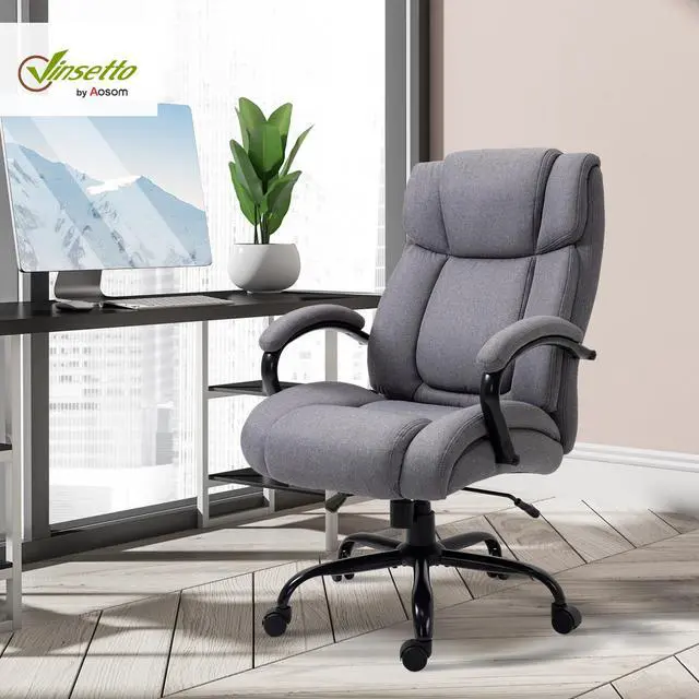 Alt view image 2 of 7 - Big and Tall Executive Office Chair 485lbs Tilt Light Gray | Wide Seat, High Back Computer Desk Chair, Adjustable Height