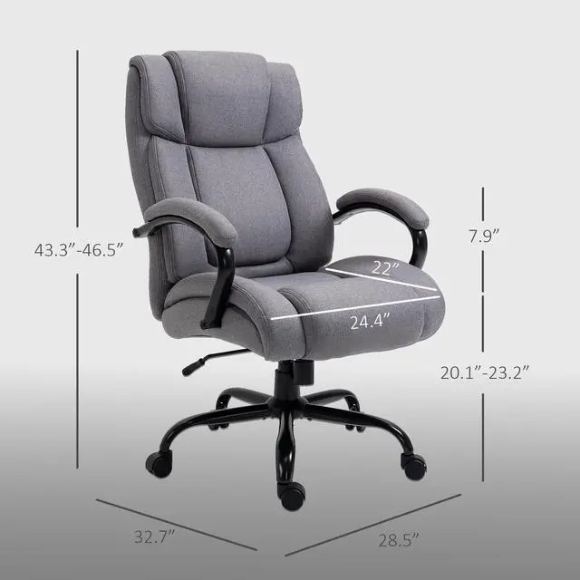Alt view image 3 of 7 - Big and Tall Executive Office Chair 485lbs Tilt Light Gray | Wide Seat, High Back Computer Desk Chair, Adjustable Height