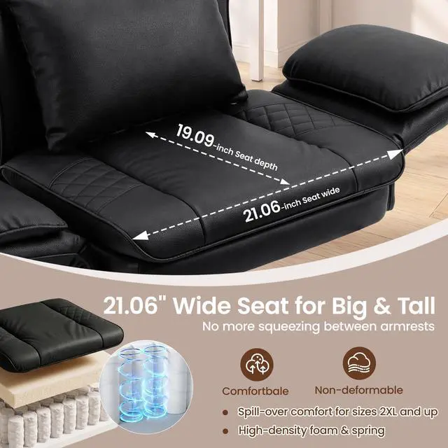 Alt view image 6 of 7 - Criss Cross Office Chair, Big and Tall Desk Chair Comty with Foot Rest | Cross Legged Office Chair with Flip-Up Armrests, Computer Chair with Pocket Spring Seat and Lumbar Pillow, PU Leather, Black