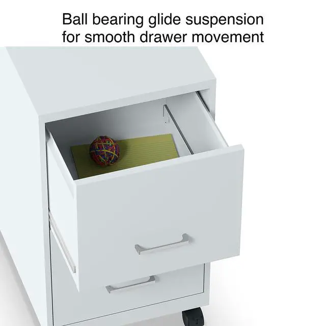 Alt view image 5 of 7 - 2-Drawer Vertical File Cabinet, Letter Size, Lockable, Gray | Mobile rolling cabinet, 18in D x 14in W x 26.3in H, for secure storage