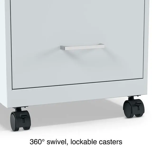 Alt view image 7 of 7 - 2-Drawer Vertical File Cabinet, Letter Size, Lockable, Gray | Mobile rolling cabinet, 18in D x 14in W x 26.3in H, for secure storage