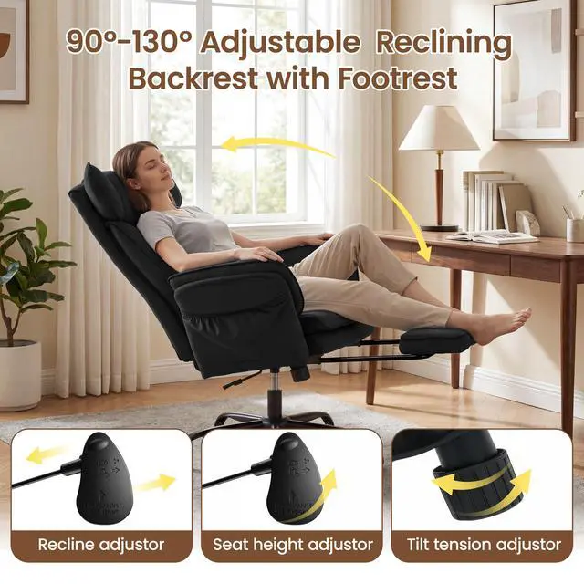 Alt view image 4 of 7 - Criss Cross Office Chair, Big and Tall Desk Chair Comty with Foot Rest | Cross Legged Office Chair with Flip-Up Armrests, Computer Chair with Pocket Spring Seat and Lumbar Pillow, Velvet, Black
