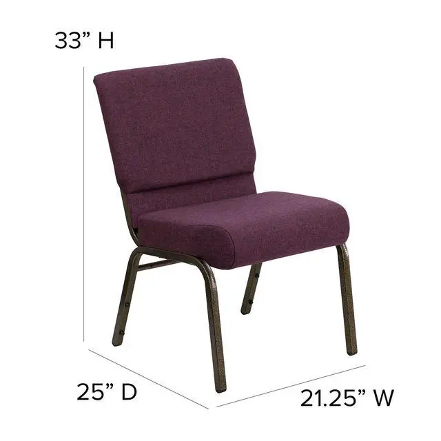 Alt view image 2 of 7 - Plum 21" W Stacking Church Chair, 4-Pack | Gold Vein Frame, Fabric Upholstery