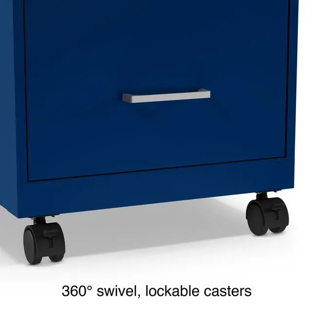 Alt view image 7 of 7 - 2-Drawer Vertical File Cabinet, Letter Size Documents, Lockable & Mobile, 18" D x 14" W x 26.3" H, Blue | Mobile rolling cabinet, 18in D x 14in W x 26.3in H, for secure storage