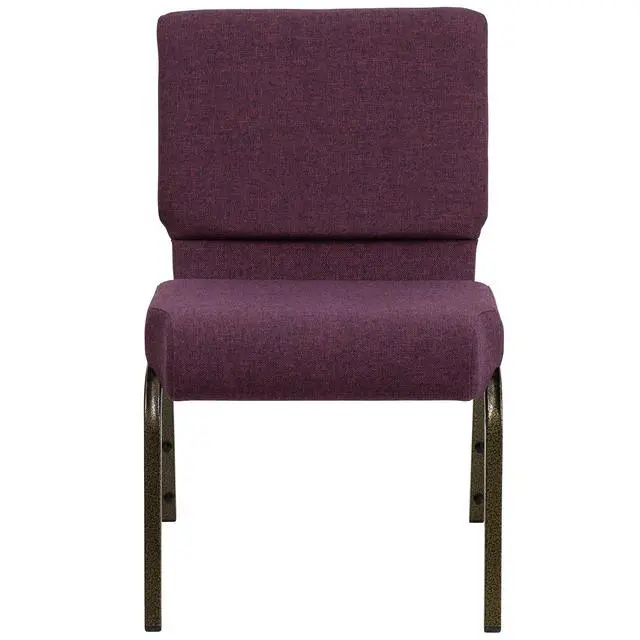 Alt view image 5 of 7 - Plum 21" W Stacking Church Chair, 4-Pack | Gold Vein Frame, Fabric Upholstery