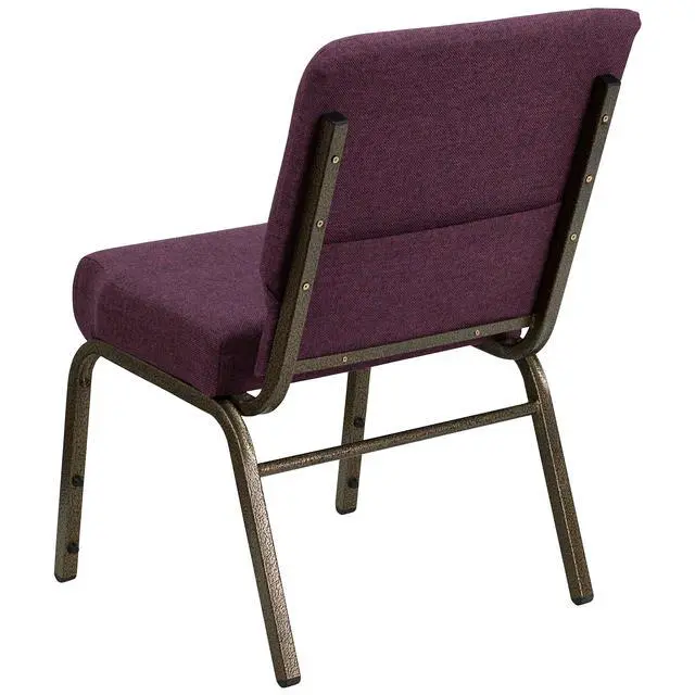 Alt view image 7 of 7 - Plum 21" W Stacking Church Chair, 4-Pack | Gold Vein Frame, Fabric Upholstery
