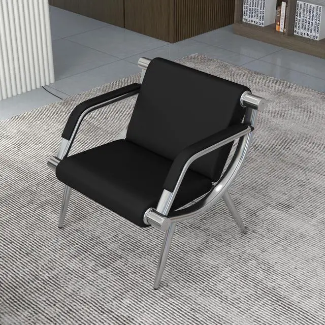 Main image of 1-seat Waiting Room Chairs - Office Reception Chairs Guest & Reception Chairs for Salon Barber Bench Airport Bank Hall Visitor Guest Black PU Leather