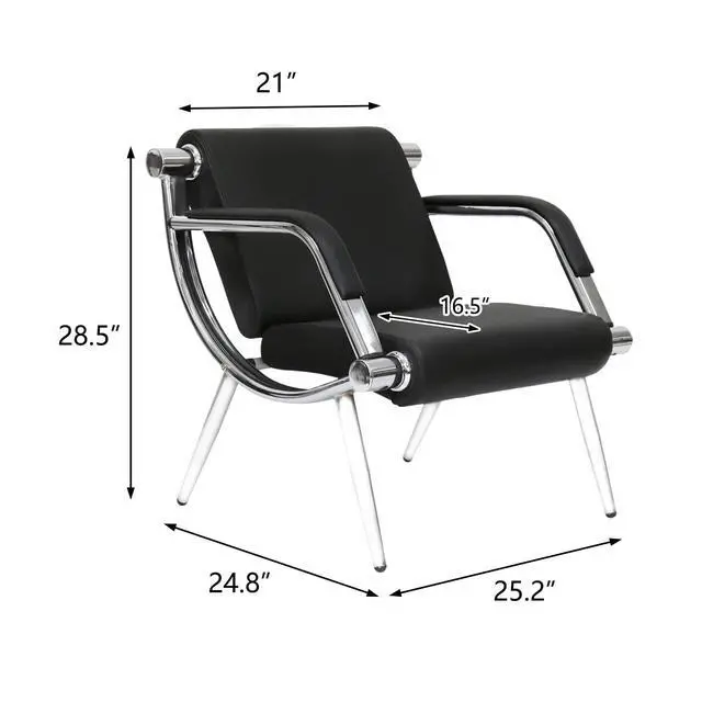 Alt view image 2 of 7 - 1-seat Waiting Room Chairs - Office Reception Chairs Guest & Reception Chairs for Salon Barber Bench Airport Bank Hall Visitor Guest Black PU Leather
