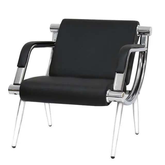 Alt view image 3 of 7 - 1-seat Waiting Room Chairs - Office Reception Chairs Guest & Reception Chairs for Salon Barber Bench Airport Bank Hall Visitor Guest Black PU Leather