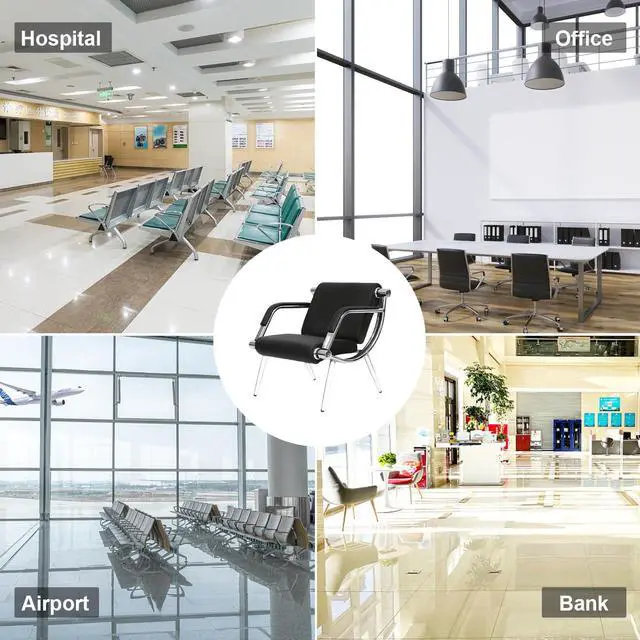 Alt view image 7 of 7 - 1-seat Waiting Room Chairs - Office Reception Chairs Guest & Reception Chairs for Salon Barber Bench Airport Bank Hall Visitor Guest Black PU Leather