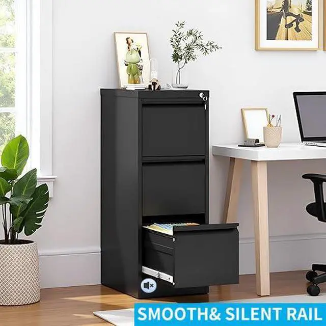 Alt view image 7 of 7 - 3 Drawer File Cabinet with Lock, Metal Filing Cabinets for Home Office | Vertical File Cabinet Heavy Duty Steel Office Storage Cabinet for Letter/Legal/A4 Size Files, Easy Assembly