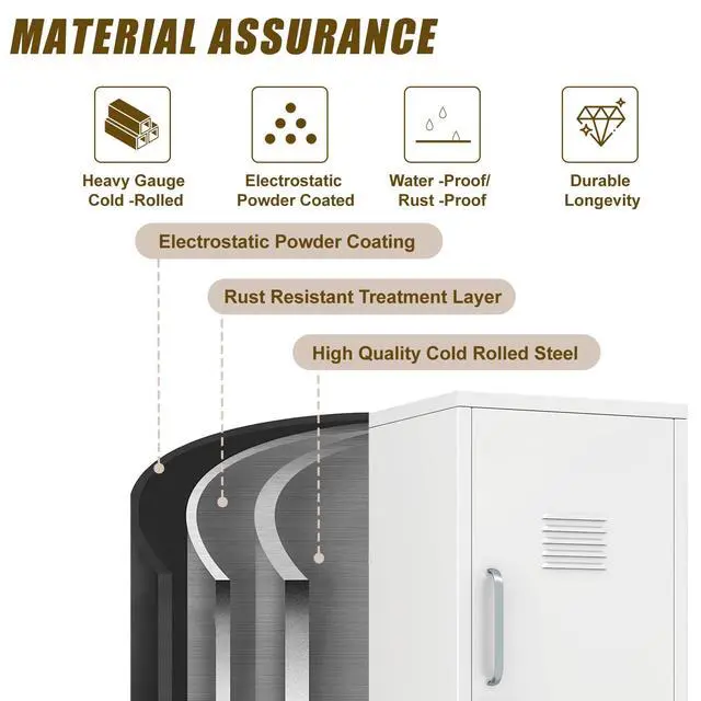 Alt view image 4 of 7 - 47.24" H Metal Locker Storage Cabinet, Office Locker with 3 Adjustable Shelves, Steel Cabinet with 1 Door, High Legs Organizer for Home Office, Kitchen, Living Room, Bedroom and Bathroom