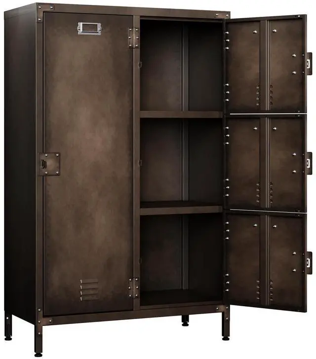 Main image of Metal Locker with 4 Lockable Doors, Industrial Steel Storage Lockers for Employees - 55.1" Locker Storage Cabinets for School, Gym, Home, Office, Garage (4 Door)