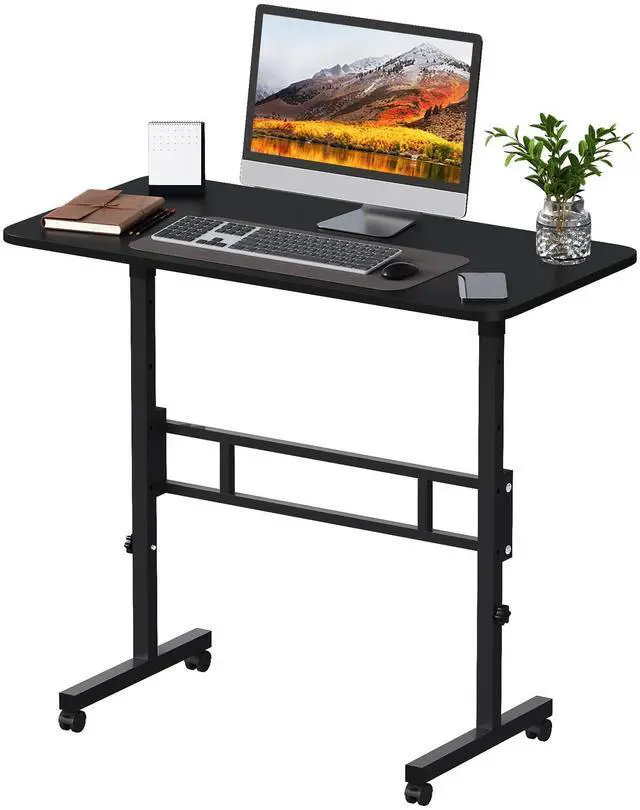 Main image of Small Standing Desk Adjustable Height, Mobile Rolling Stand Up Desk with Wheels, 32 Inch Portable Rolling Desks Computer Office Workstations Walking Pad (Black)