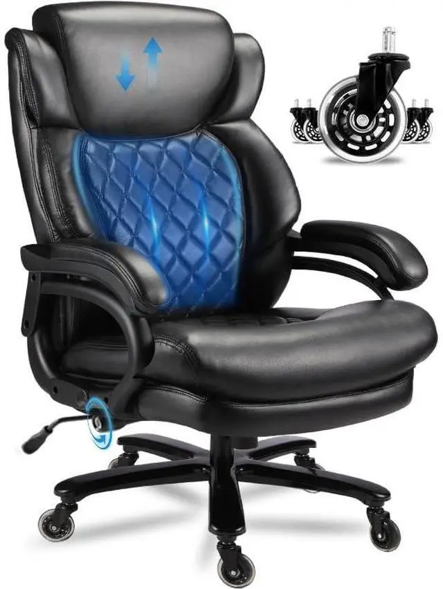 Main image of 800lbs Big and Tall Office Chair, Executive Chair with Adjustable Headrest, High Back Extra Wide Seat, Heavy Duty PU Leather for Home Office, Comfortable Large Computer Desk Chair