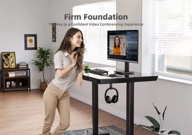 Alt view image 4 of 7 - Glass Standing Desk with Drawers, 35 Inch, Black | Quick Install, Whole-Piece Glass Top, USB ports and a Type-C port, Buil in Drawers, Writable Glass Top, 2 Hooks