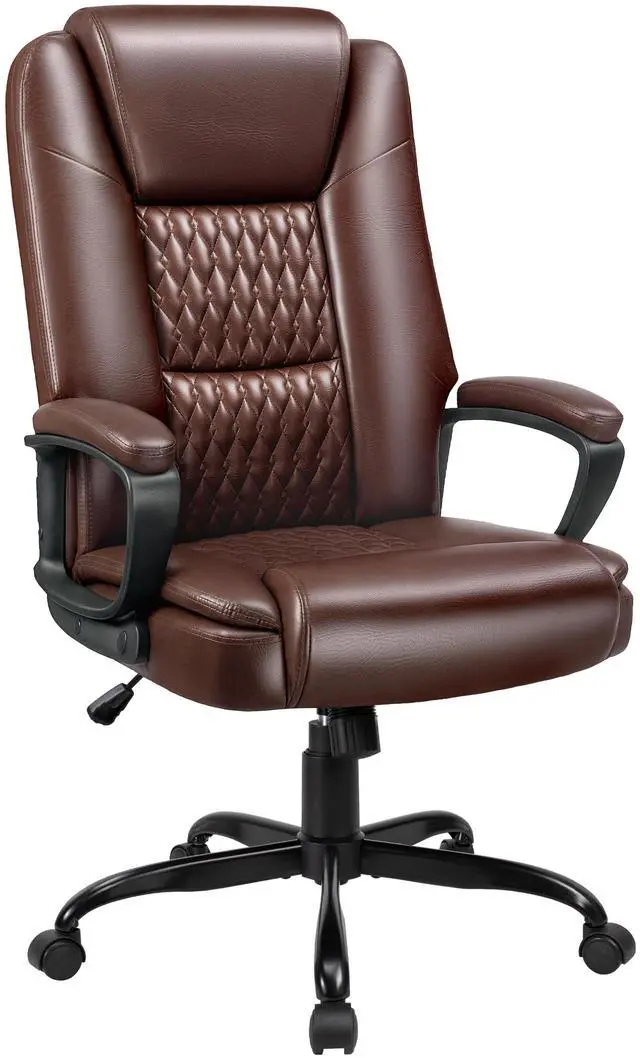 Main image of Office Chair, High Back Ergonomic Home Office Desk Chairs with Lumbar Support, Adjustable Big and Tall Computer Chair, 360° Swivel, PU Leather, Brown