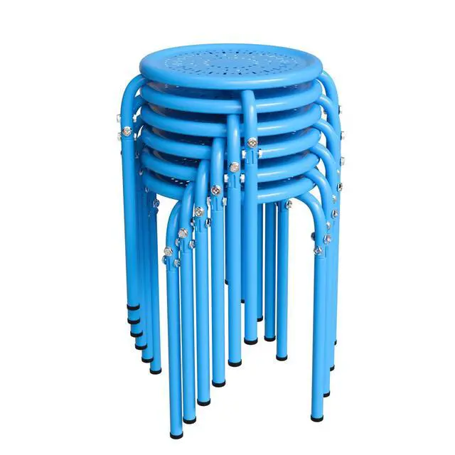 Main image of 6 Pack Round Metal Stackable Stools for Home Office, Blue | Space-saving, Portable Nesting Stool, Multi-purpose Stacking Stools, Indoor Outdoor Decor, Decorative Stool for Home