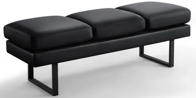 Main image of Waiting Room Bench with 3 Seats,Faux Leather Reception Bench Upholstered Office Guest Chair Seating,Waiting Room Chair for Salon,Conference Room and Shop (Black)