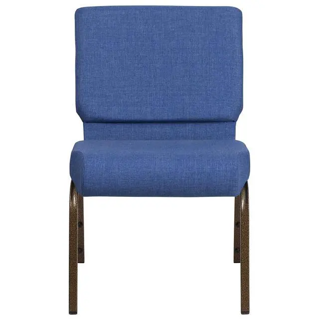 Alt view image 5 of 7 - Blue 21" W Stacking Church Chair, 4-Pack | Gold Vein Frame, Fabric Upholstery