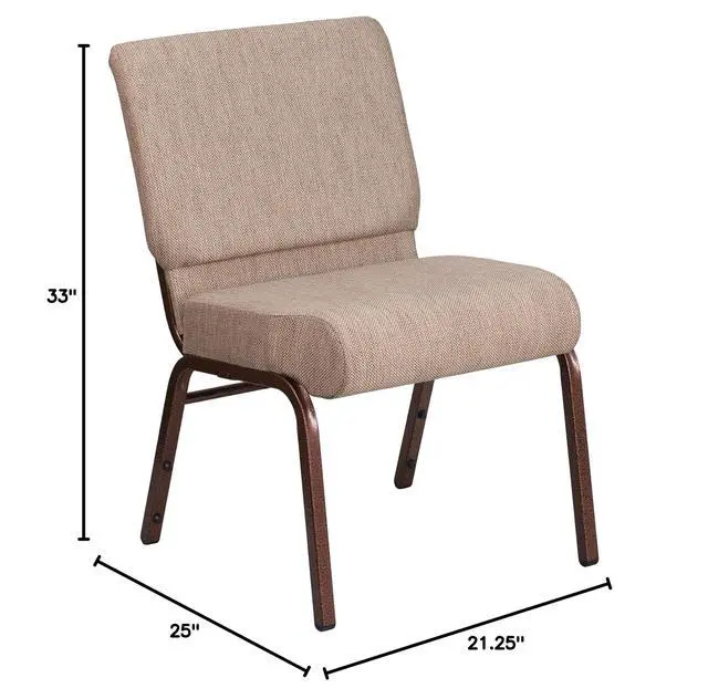 Alt view image 2 of 7 - Beige 21" W Stacking Church Chair, 4-Pack | Copper Vein Frame, Fabric Upholstery