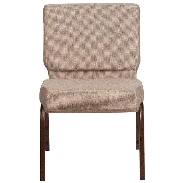 Alt view image 3 of 7 - Beige 21" W Stacking Church Chair, 4-Pack | Copper Vein Frame, Fabric Upholstery