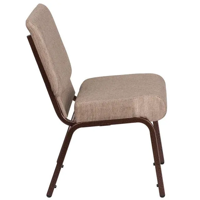 Alt view image 4 of 7 - Beige 21" W Stacking Church Chair, 4-Pack | Copper Vein Frame, Fabric Upholstery