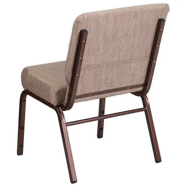 Alt view image 6 of 7 - Beige 21" W Stacking Church Chair, 4-Pack | Copper Vein Frame, Fabric Upholstery