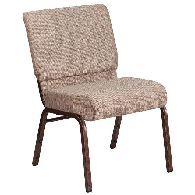 Alt view image 7 of 7 - Beige 21" W Stacking Church Chair, 4-Pack | Copper Vein Frame, Fabric Upholstery
