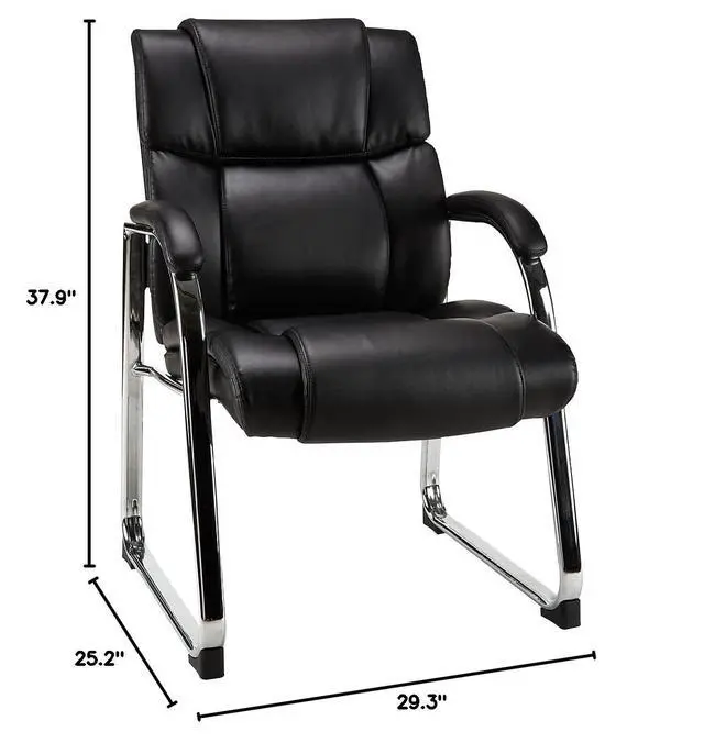 Alt view image 5 of 5 - Leather Guest and Reception Chair with Arms and Sled Base