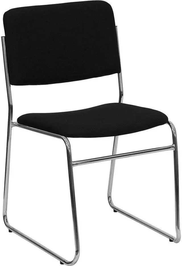 Main image of Hercules Fabric Stackable Chair, Black | Chrome Sled Base, Fabric Upholstery, 500 LBS. Weight Capacity