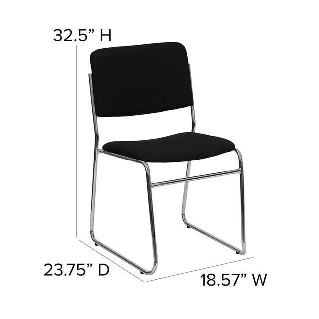 Alt view image 3 of 6 - Hercules Fabric Stackable Chair, Black | Chrome Sled Base, Fabric Upholstery, 500 LBS. Weight Capacity