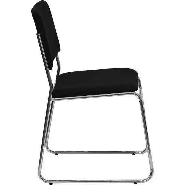 Alt view image 4 of 6 - Hercules Fabric Stackable Chair, Black | Chrome Sled Base, Fabric Upholstery, 500 LBS. Weight Capacity