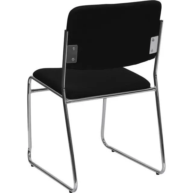 Alt view image 5 of 6 - Hercules Fabric Stackable Chair, Black | Chrome Sled Base, Fabric Upholstery, 500 LBS. Weight Capacity