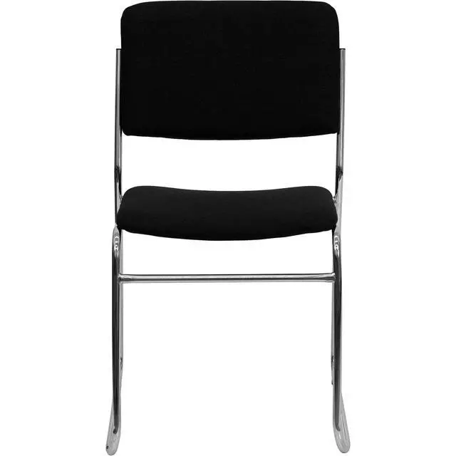 Alt view image 6 of 6 - Hercules Fabric Stackable Chair, Black | Chrome Sled Base, Fabric Upholstery, 500 LBS. Weight Capacity