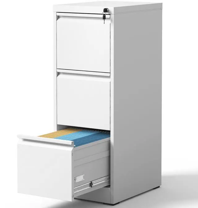 Main image of 3 Drawers Vertical File Cabinet, Metal Filing Cabinets, White | Lockable File Cabinet for Home Office, Suitable for Storing Legal/Letter Size Hanging File Folders, Anti-Tipping