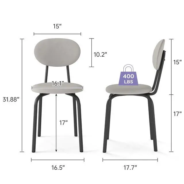 Alt view image 3 of 6 - Stackable Dining Chairs Set of 4,Stackable Waiting Room Chairs,Beige | Stacking Kitchen Chairs with Upholstered Back and Seat with Dense Foam Cushions,Steel Frame with 400 Lb. Capacity