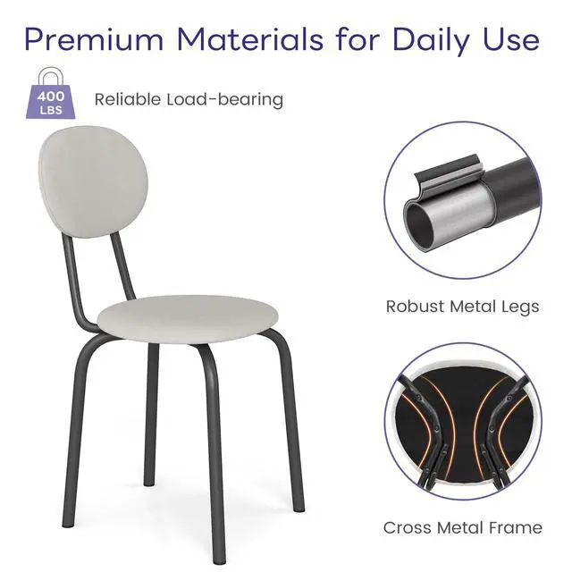 Alt view image 5 of 6 - Stackable Dining Chairs Set of 4,Stackable Waiting Room Chairs,Beige | Stacking Kitchen Chairs with Upholstered Back and Seat with Dense Foam Cushions,Steel Frame with 400 Lb. Capacity