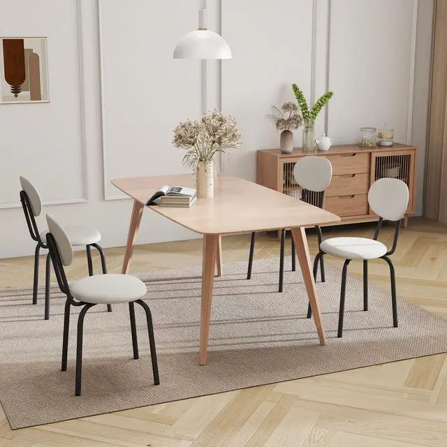 Alt view image 6 of 6 - Stackable Dining Chairs Set of 4,Stackable Waiting Room Chairs,Beige | Stacking Kitchen Chairs with Upholstered Back and Seat with Dense Foam Cushions,Steel Frame with 400 Lb. Capacity