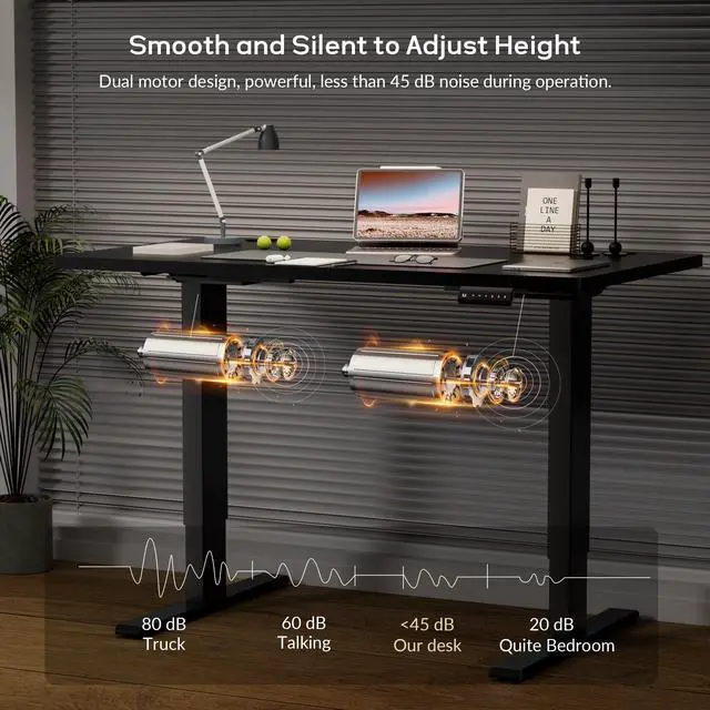 Alt view image 4 of 6 - Dual Motor Electric Standing Desk Frame, Height Adjustable Table Legs for Max 44 x 70.8 Desktop with 330lbs Capacity, Ergonomic Sit Stand Up Desk Base for Home Office, Black Frame Only