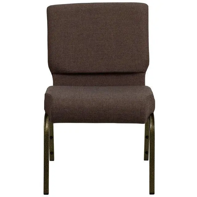 Alt view image 5 of 7 - Brown 21" W Stacking Church Chair, 4-Pack | Gold Vein Frame, Fabric Upholstery