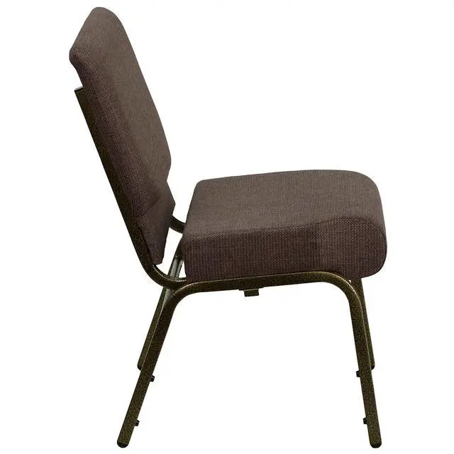 Alt view image 6 of 7 - Brown 21" W Stacking Church Chair, 4-Pack | Gold Vein Frame, Fabric Upholstery