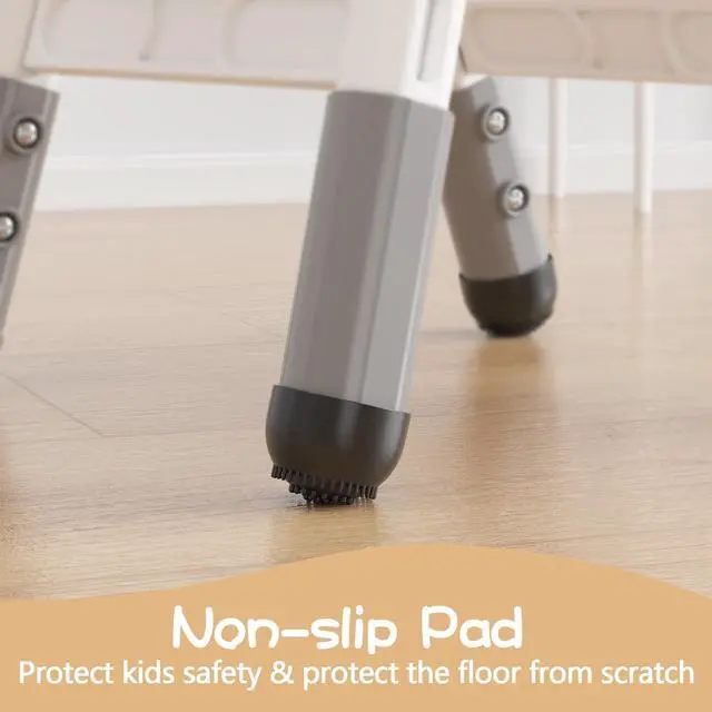 Alt view image 5 of 7 - 4 Pcs Adjustable Kids Chairs - 3 Level Height Adjustable Toddler Chair for Ages 3-8 - Ergonomic Backrest, Durable Plastic, Non-Slip Feet - Home, Kindergarten, Classroom & Activities - Light Gray