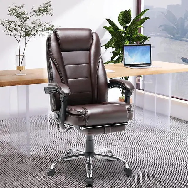 Alt view image 2 of 7 - 4-Point Massage Heated Office Chair, Ergonomic Desk Chair with Footrest | Ergonomic