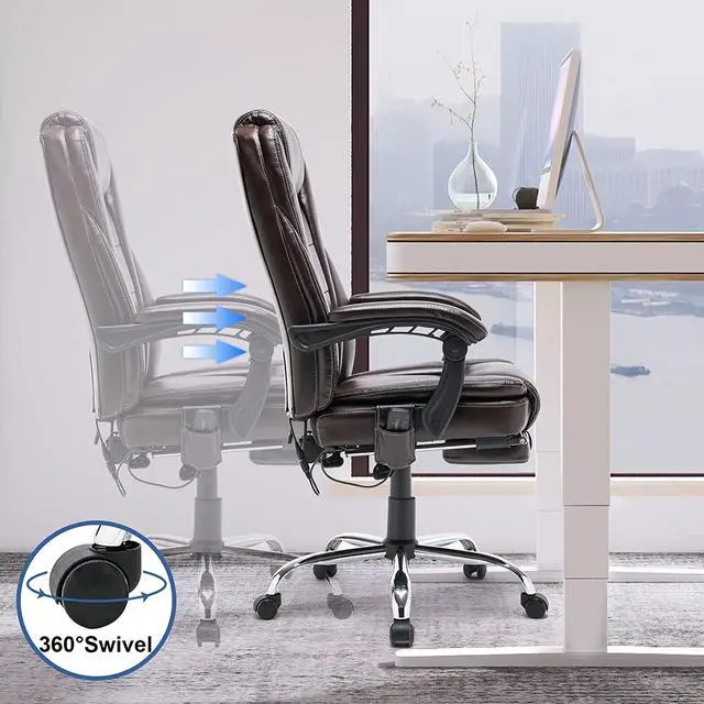 Alt view image 7 of 7 - 4-Point Massage Heated Office Chair, Ergonomic Desk Chair with Footrest | Ergonomic